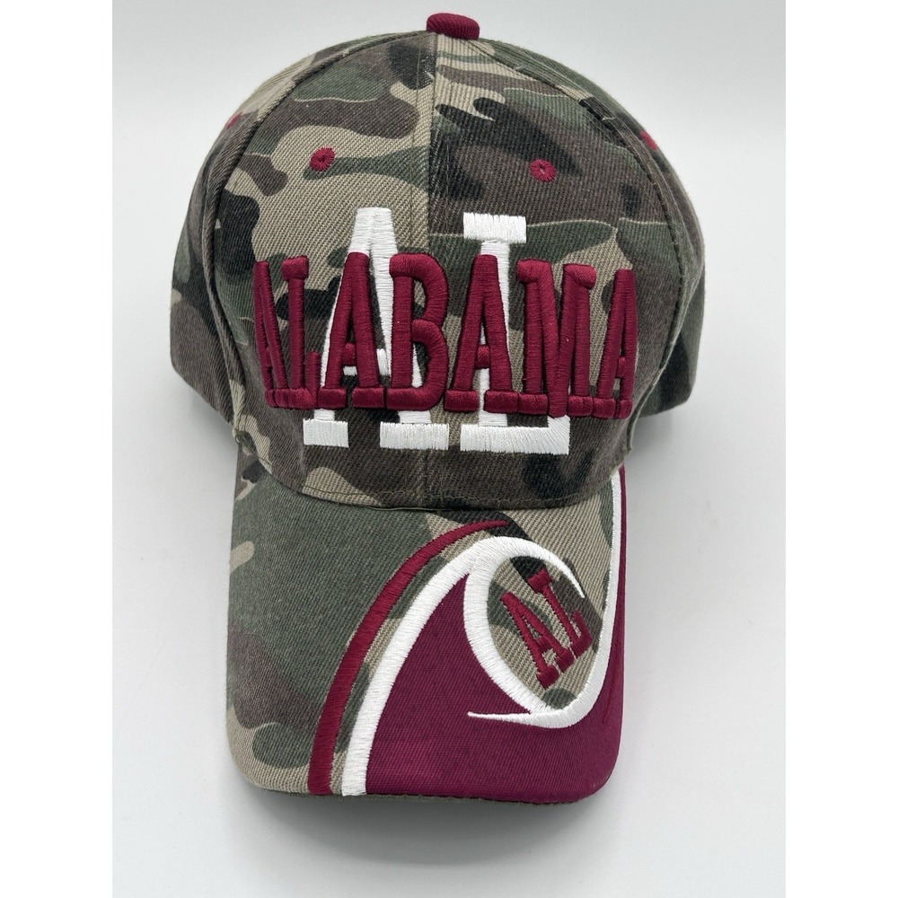 ALABAMA CRIMSON TIDE Army green Camo Embroidered Wave Logo Adjustable Cap NWT